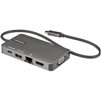 StarTech.com Adattatore multiporta USB-C a HDMI 4K 30 Hz o VGA 1080p - Convertitore USB C con HUB USB a 3 porte e 100W Power Del