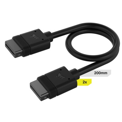 Corsair iCUE LINK Cable, 2x 200mm con Connettori Dritti - Nero