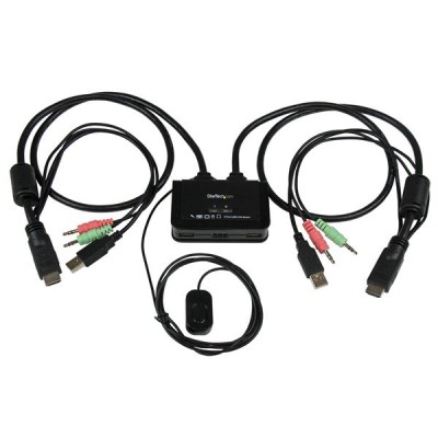 StarTech.com Switch KVM cavo HDMI USB 2 porte con audio e switch remoto – Alimentazione USB