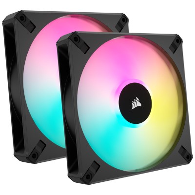 Corsair iCUE AF140 RGB ELITE, Nero, 2 Pezzi, Lighting Node Core Incluso - 140mm