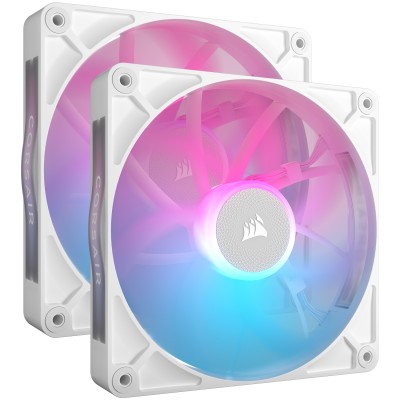 Corsair iCUE LINK RX140 RGB Series, Ventola PWM, Kit da 2 - 140mm, Bianco