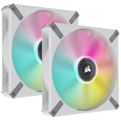 Corsair iCUE ML140 RGB ELITE Premium PWM Magnetic Levitation Fan, Dual Pack Bianco - 140mm