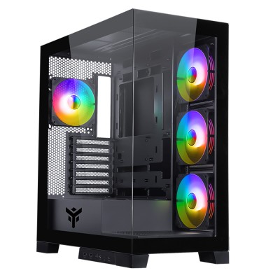 iTek Case Showbui 45B, Middle-Tower, Vetro Temperato - Nero