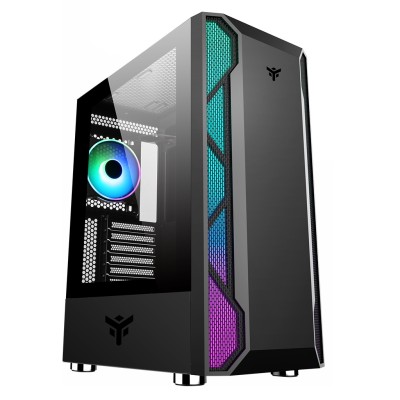 iTek Case VERTIBRA X210, Illuminazione RGB - Nero con Finestra