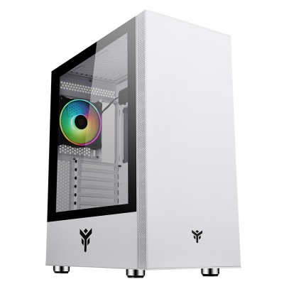 iTek Case VERTIBRA S210, Illuminazione RGB, Vetro Temperato - Bianco