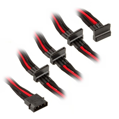 Silverstone Adattatore da Molex a 4x SATA 30 cm - sleeved Rosso/Nero