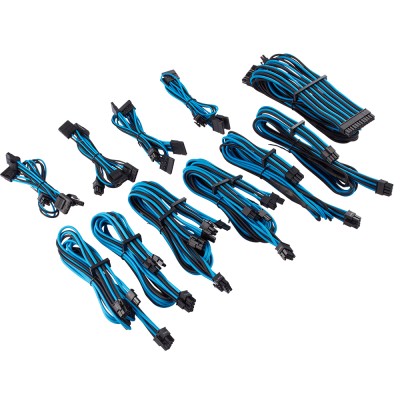 Corsair Premium Sleeved DC Cable Pro Kit, Type 4 (Generation 4) - Blu/Nero