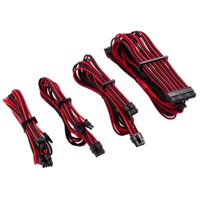 Corsair Premium Sleeved DC Cable Kit Starter, Type 4 (Generation 4) - Rosso/Nero