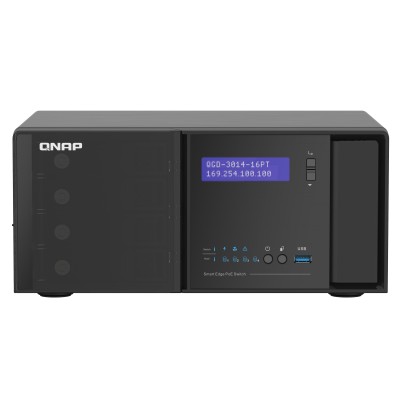 QNAP QGD-3014-16PT-8G switch di rete Gestito Gigabit Ethernet (10/100/1000) Supporto Power over Ethernet (PoE) Nero