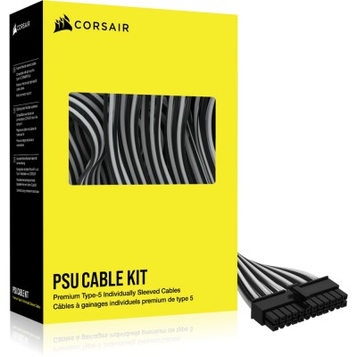 Corsair Premium Sleeved DC Cable Kit Starter, Type 5 (Generation 5) - Bianco/Nero