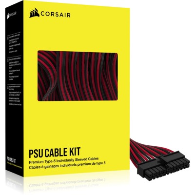 Corsair Premium Sleeved DC Cable Kit Starter, Type 5 (Generation 5) - Rosso/Nero