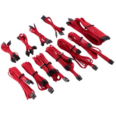 Corsair Premium Sleeved DC Cable Pro Kit, Type 4 (Generation 4) - Rosso