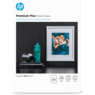 HP Confezione da 20 fogli carta fotografica Premium Plus, lucida A4/210 x 297 mm