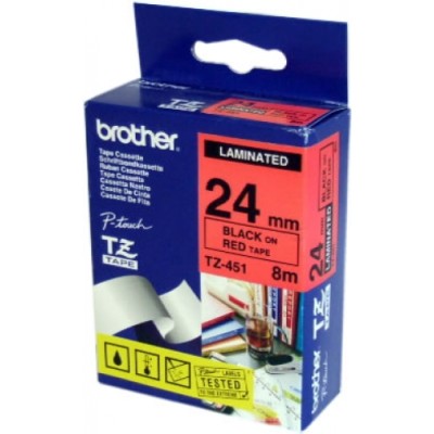 Brother TZ-451 nastro per etichettatrice Nero su rosso