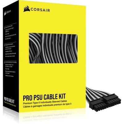 Corsair Premium Sleeved DC Cable Pro Kit, Type 5 (Generation 5) - Bianco/Nero