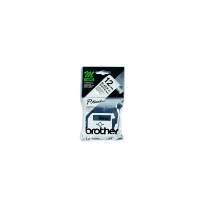 Brother Labelling Tape - 12mm, Black/White, Blister nastro per etichettatrice M