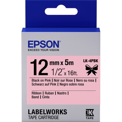 Epson Nastro satinato per etichettatrici LK-4PBK nero/rosa 12 mm (5 m)