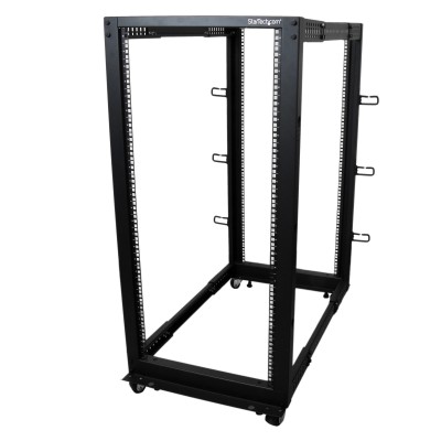 StarTech.com Armadio Server Rack con 4 staffe a Telaio Aperto 25U con profondità regolabile da 59-104cm - Rack per apparecchiat