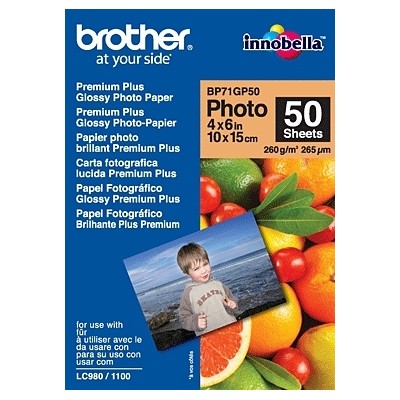 Brother BP71GP50 Premium Glossy Photo Paper carta fotografica Bianco