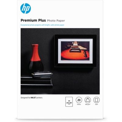 HP Carta fotografica satinata Premium Plus, 300 g/m2, A4 (210 x 297 mm), 20 fogli