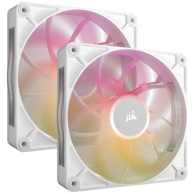 Corsair iCUE LINK RX140 MAX RGB, Ventola PWM - 140mm Thick Fan, Dual Fan Kit - Bianco