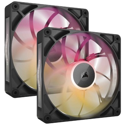 Corsair iCUE LINK RX140 MAX RGB, Ventola PWM - 140mm Thick Fan, Dual Fan Kit - Nero